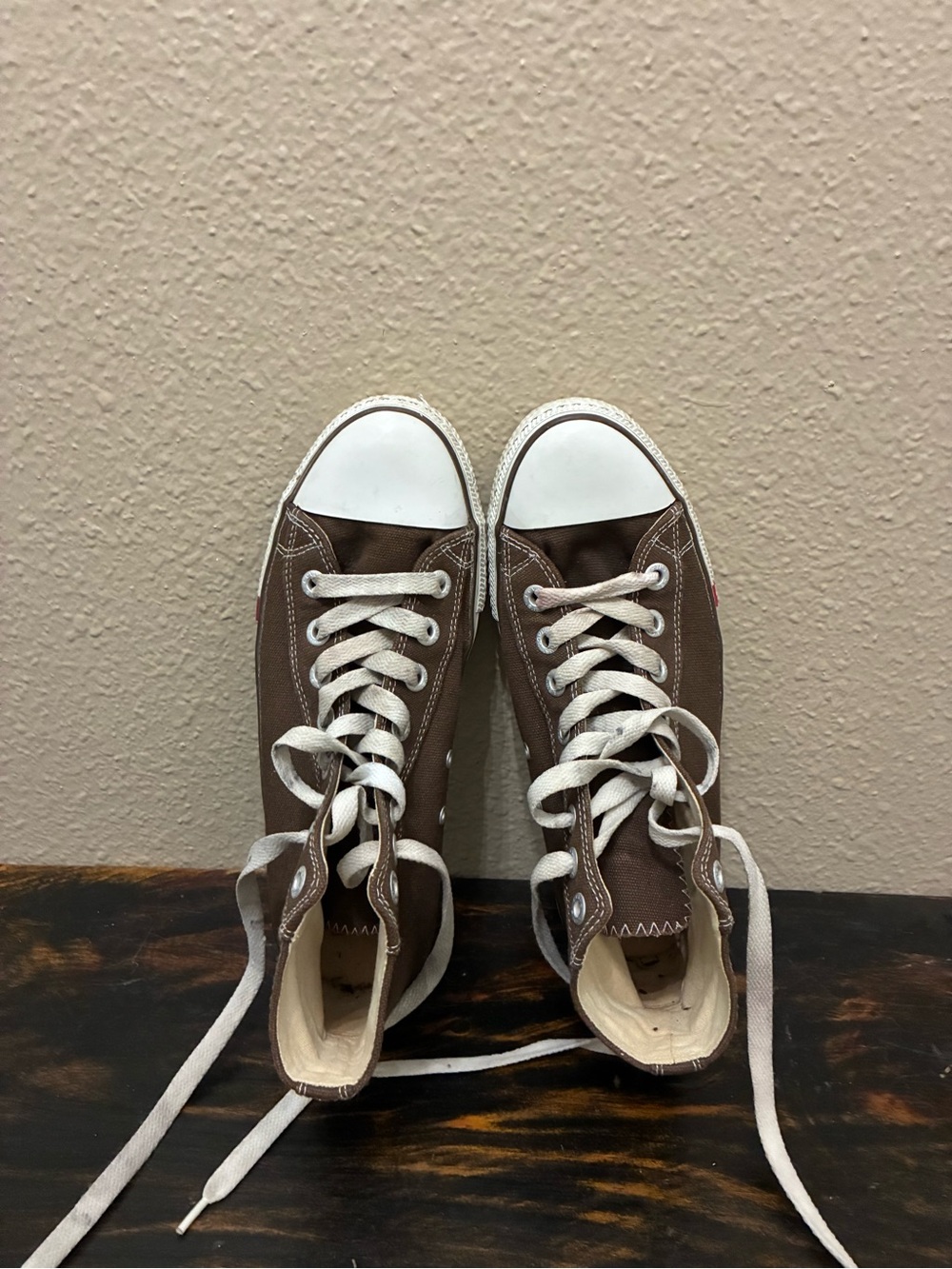 Levi's Men’s Brown Canvas High-Top Sneakers with White Toecap and Laces